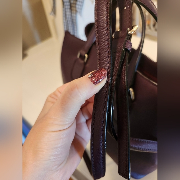 KATE SPADE NY SAFIANO LEATHER EVANGELIE LAUREL WAY SATCHEL-BURGUNDY 11.5×9.5 EUC - Picture 12 of 16